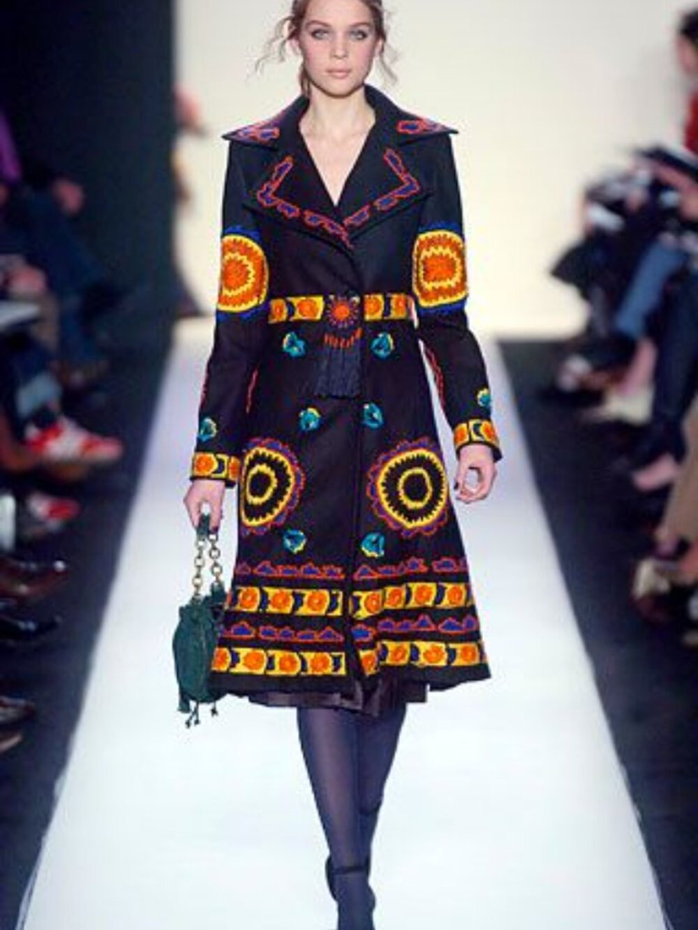 Vogue Runway show Embroidered Black Jacket with Multicolor Accents
